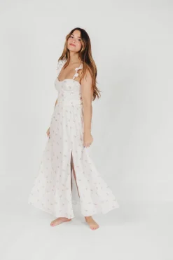 Online Worth Collective Rosamund Bustier-Style Maxi Dress in Blush Pink Floral - Inclusive Siz