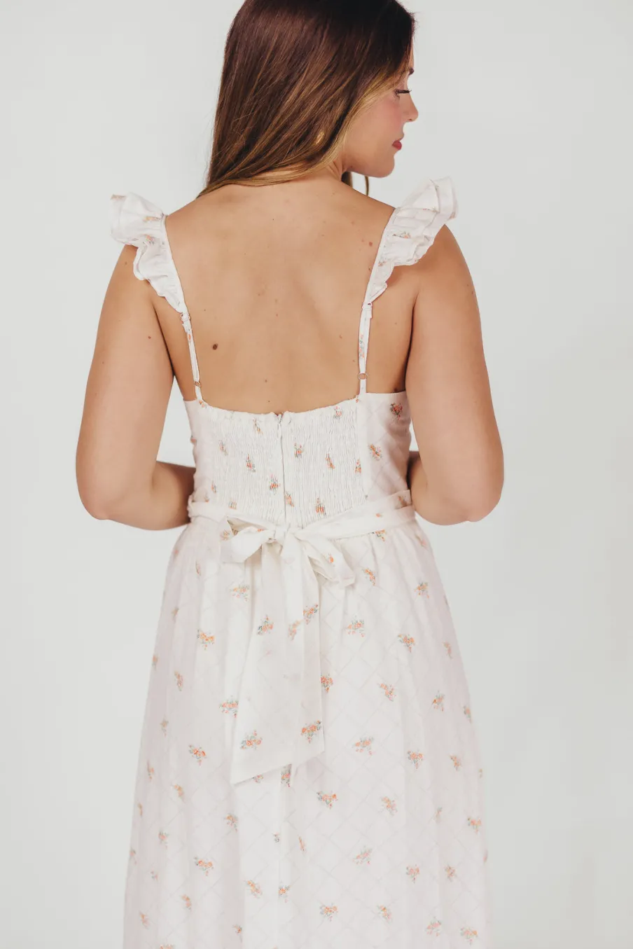 Online Worth Collective Rosamund Bustier-Style Maxi Dress in Blush Pink Floral - Inclusive Siz