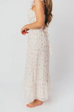 Online Worth Collective Rosamund Bustier-Style Maxi Dress in Blush Pink Floral - Inclusive Siz