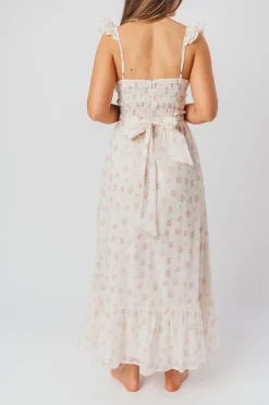 Online Worth Collective Rosamund Bustier-Style Maxi Dress in Blush Pink Floral - Inclusive Siz