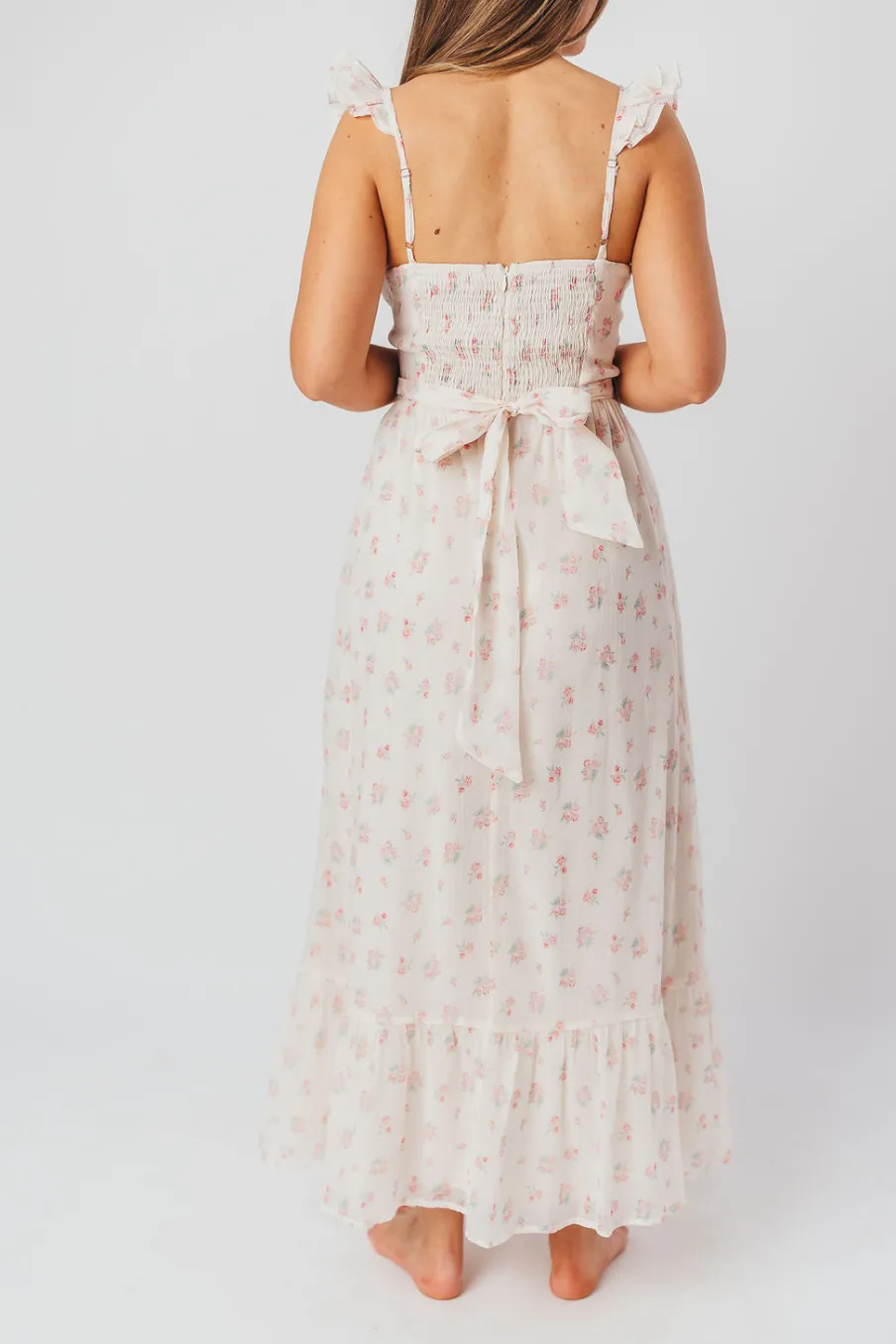 Online Worth Collective Rosamund Bustier-Style Maxi Dress in Blush Pink Floral - Inclusive Siz