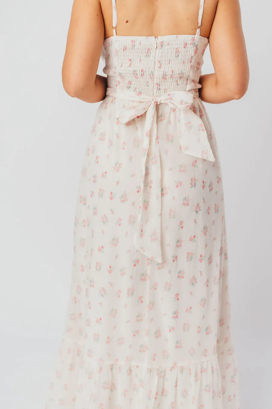 Online Worth Collective Rosamund Bustier-Style Maxi Dress in Blush Pink Floral - Inclusive Siz