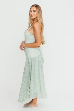 Online Worth Collective Rosie Ruched Maxi Dress in Mint