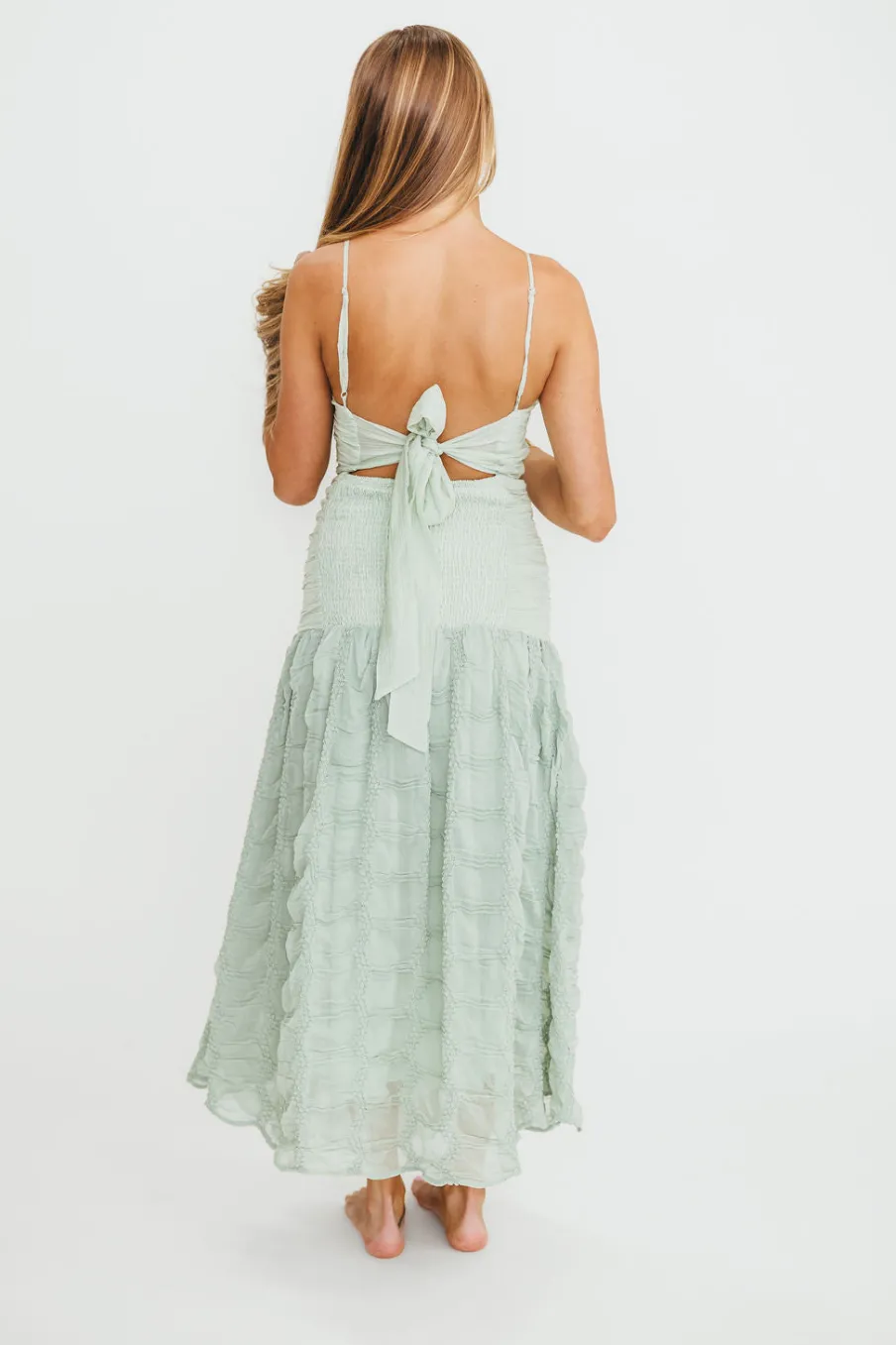 Online Worth Collective Rosie Ruched Maxi Dress in Mint