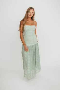 Online Worth Collective Rosie Ruched Maxi Dress in Mint