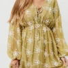 Sale Worth Collective Rossi Embroidery Long Sleeve Midi Dress in Moss