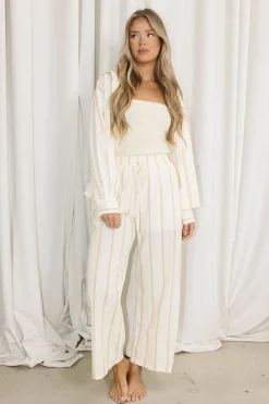 Outlet Worth Collective Rowan Pants in Beige Stripe
