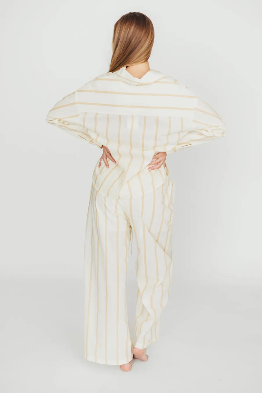 Outlet Worth Collective Rowan Pants in Beige Stripe