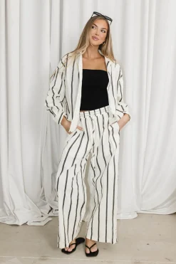 Hot Worth Collective Rowan Pants in Black Stripe