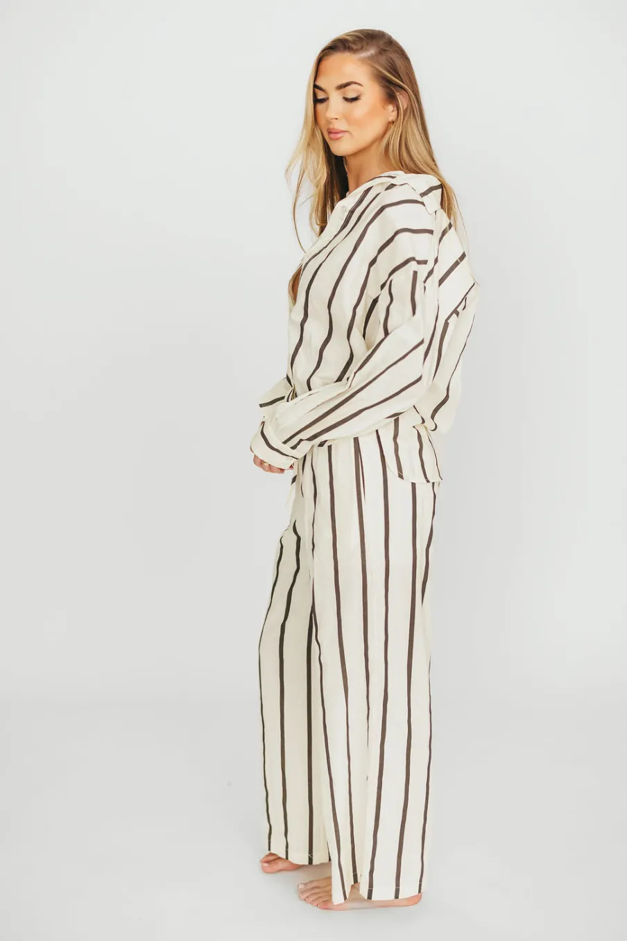 Hot Worth Collective Rowan Pants in Black Stripe