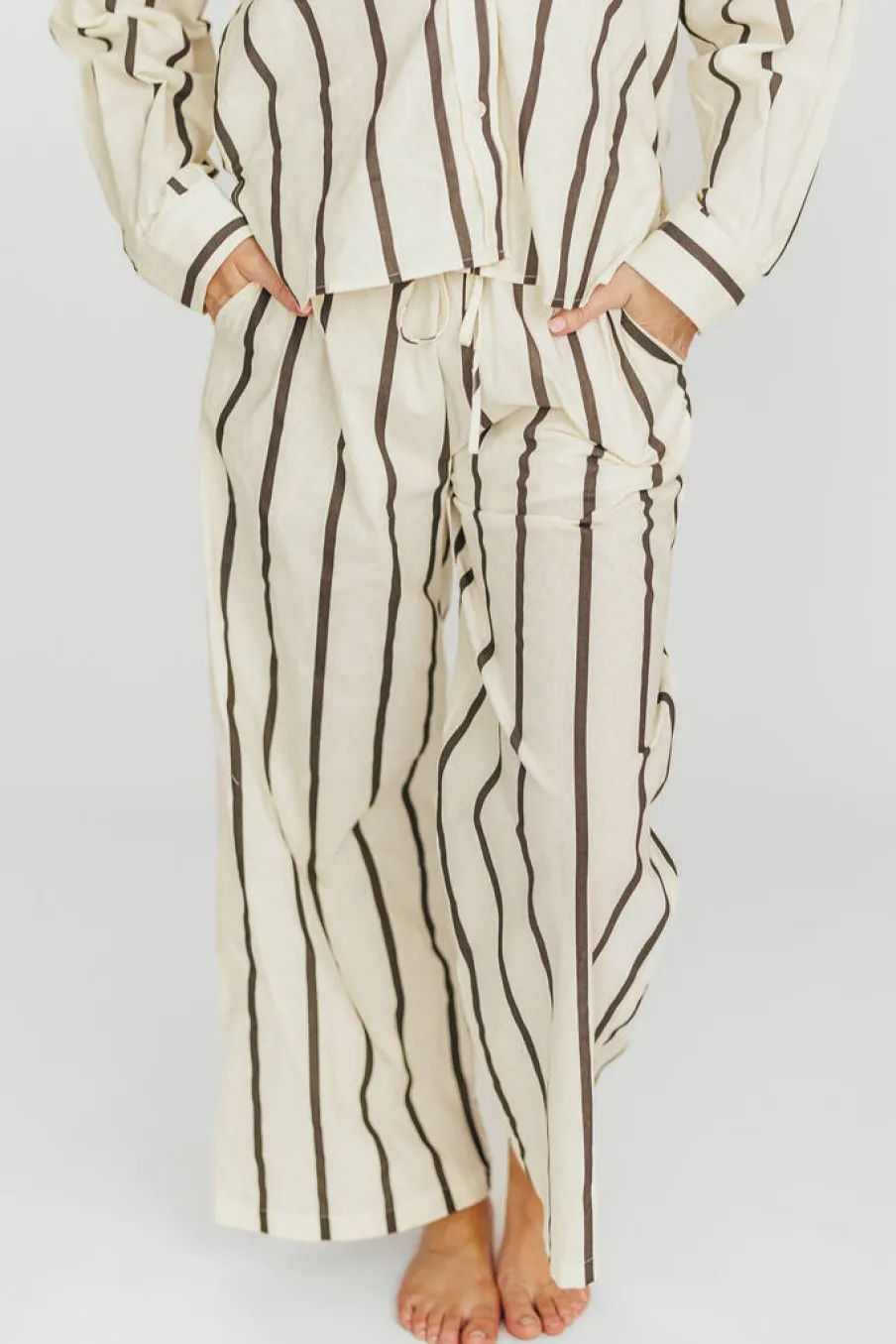 Hot Worth Collective Rowan Pants in Black Stripe