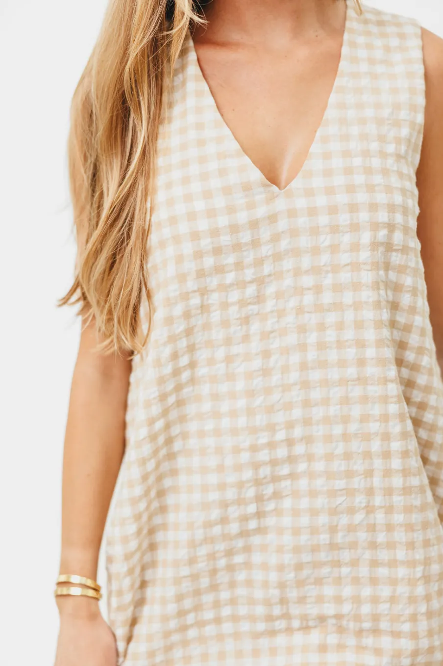Clearance Worth Collective Ruthie Gingham Maxi Dress in Honey *PRE-ORDER*
