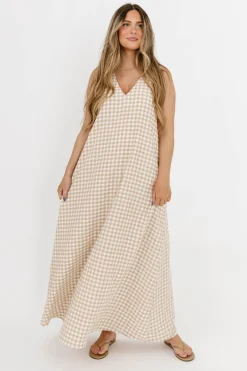 Clearance Worth Collective Ruthie Gingham Maxi Dress in Honey *PRE-ORDER*