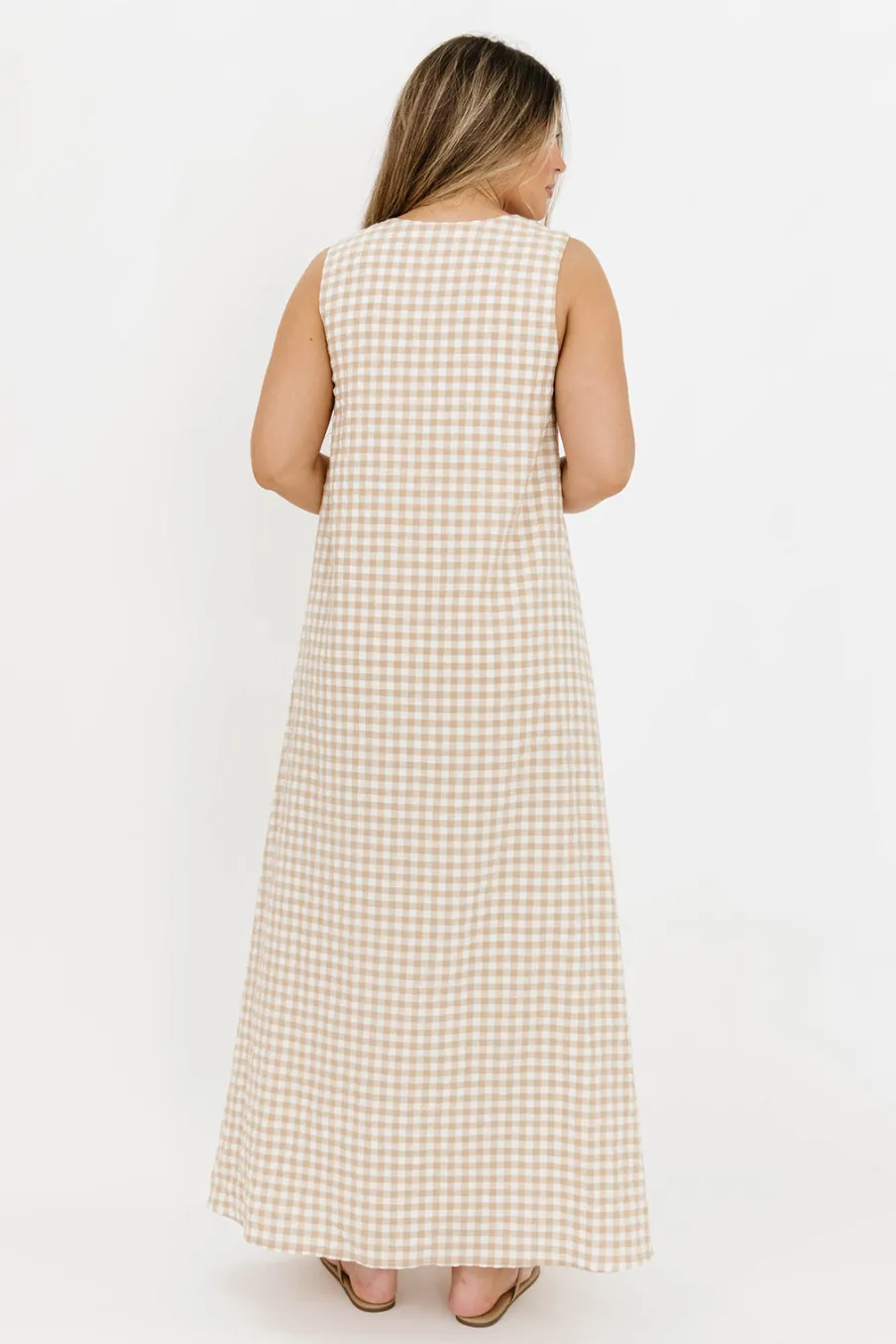 Clearance Worth Collective Ruthie Gingham Maxi Dress in Honey *PRE-ORDER*