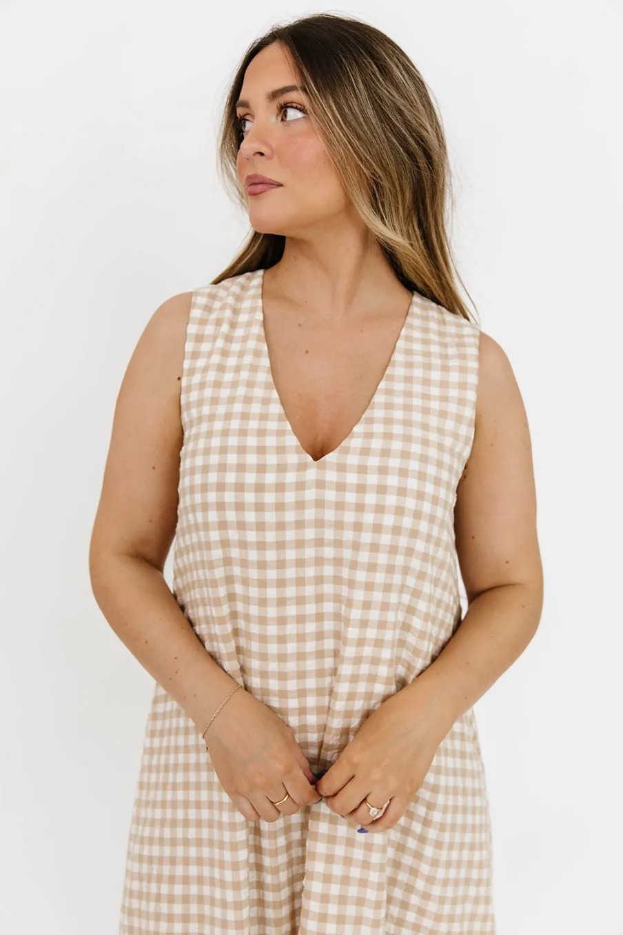 Clearance Worth Collective Ruthie Gingham Maxi Dress in Honey *PRE-ORDER*