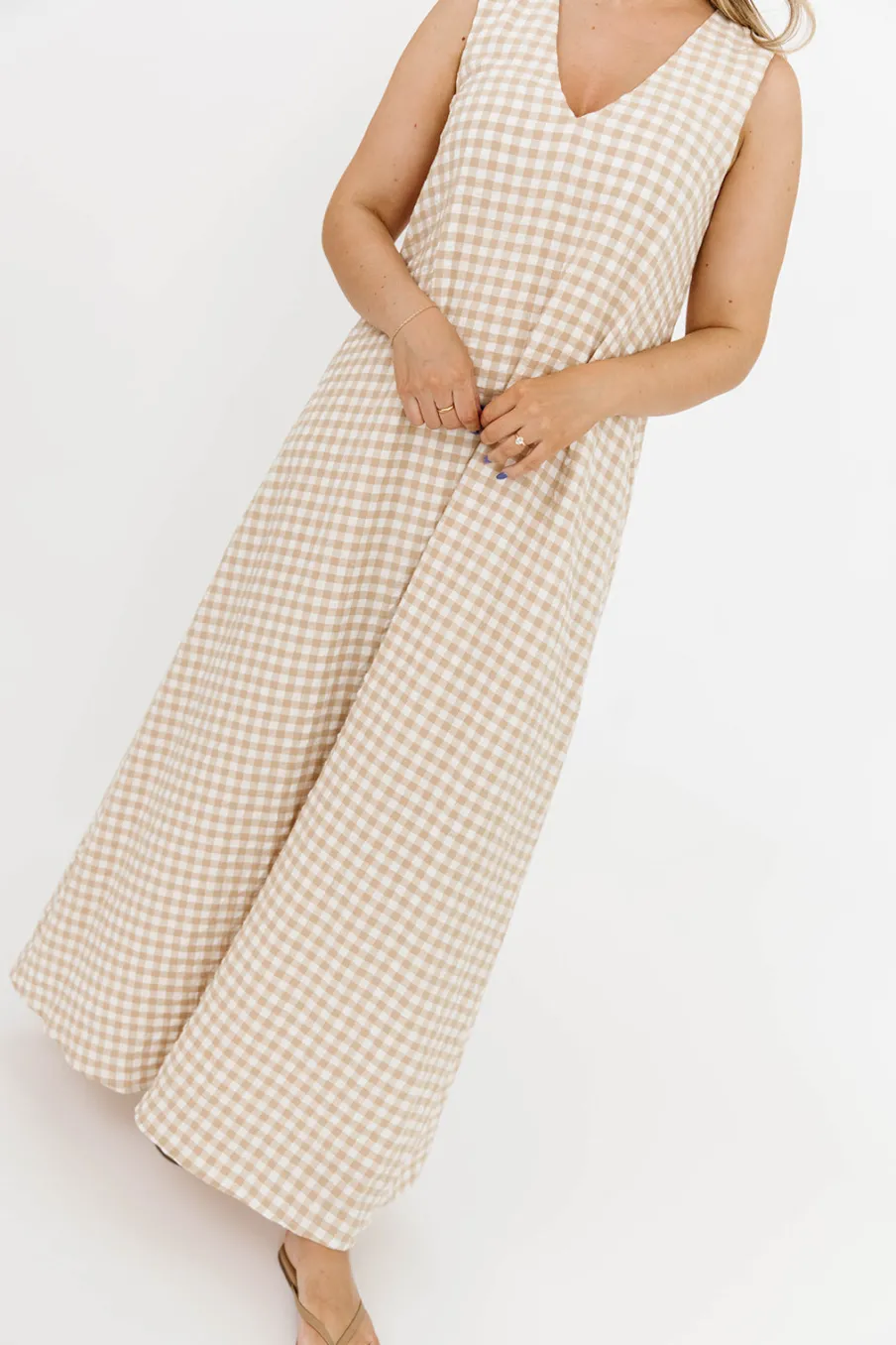 Clearance Worth Collective Ruthie Gingham Maxi Dress in Honey *PRE-ORDER*