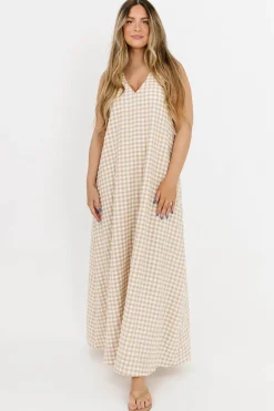 Clearance Worth Collective Ruthie Gingham Maxi Dress in Honey *PRE-ORDER*