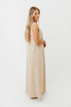 Clearance Worth Collective Ruthie Gingham Maxi Dress in Honey *PRE-ORDER*