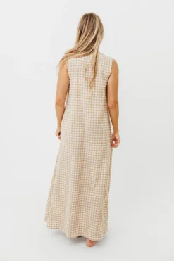 Clearance Worth Collective Ruthie Gingham Maxi Dress in Honey *PRE-ORDER*