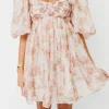 Discount Worth Collective Saint Malo Floral Smocked Mini Dress in Peach