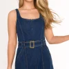 Best Worth Collective Samantha Belted Midi Dress in Denim