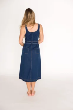 Best Worth Collective Samantha Belted Midi Dress in Denim