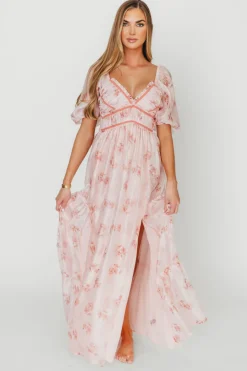 Clearance Worth Collective Sarah Maxi Dress in Pink Floral