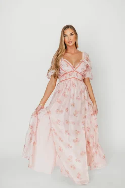 Clearance Worth Collective Sarah Maxi Dress in Pink Floral