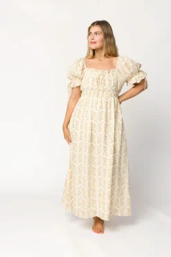 Clearance Worth Collective Savanna Steppe 100% Cotton Dress in Taupe - Bump Friendly & Inclusive