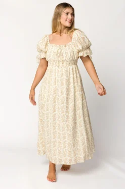 Clearance Worth Collective Savanna Steppe 100% Cotton Dress in Taupe - Bump Friendly & Inclusive