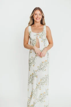 New Worth Collective Sawyer Vest Tank and Maxi Skirt Set in Cream Floral