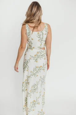 New Worth Collective Sawyer Vest Tank and Maxi Skirt Set in Cream Floral