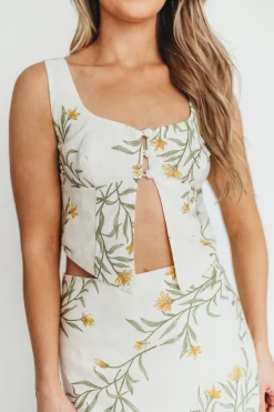 New Worth Collective Sawyer Vest Tank and Maxi Skirt Set in Cream Floral