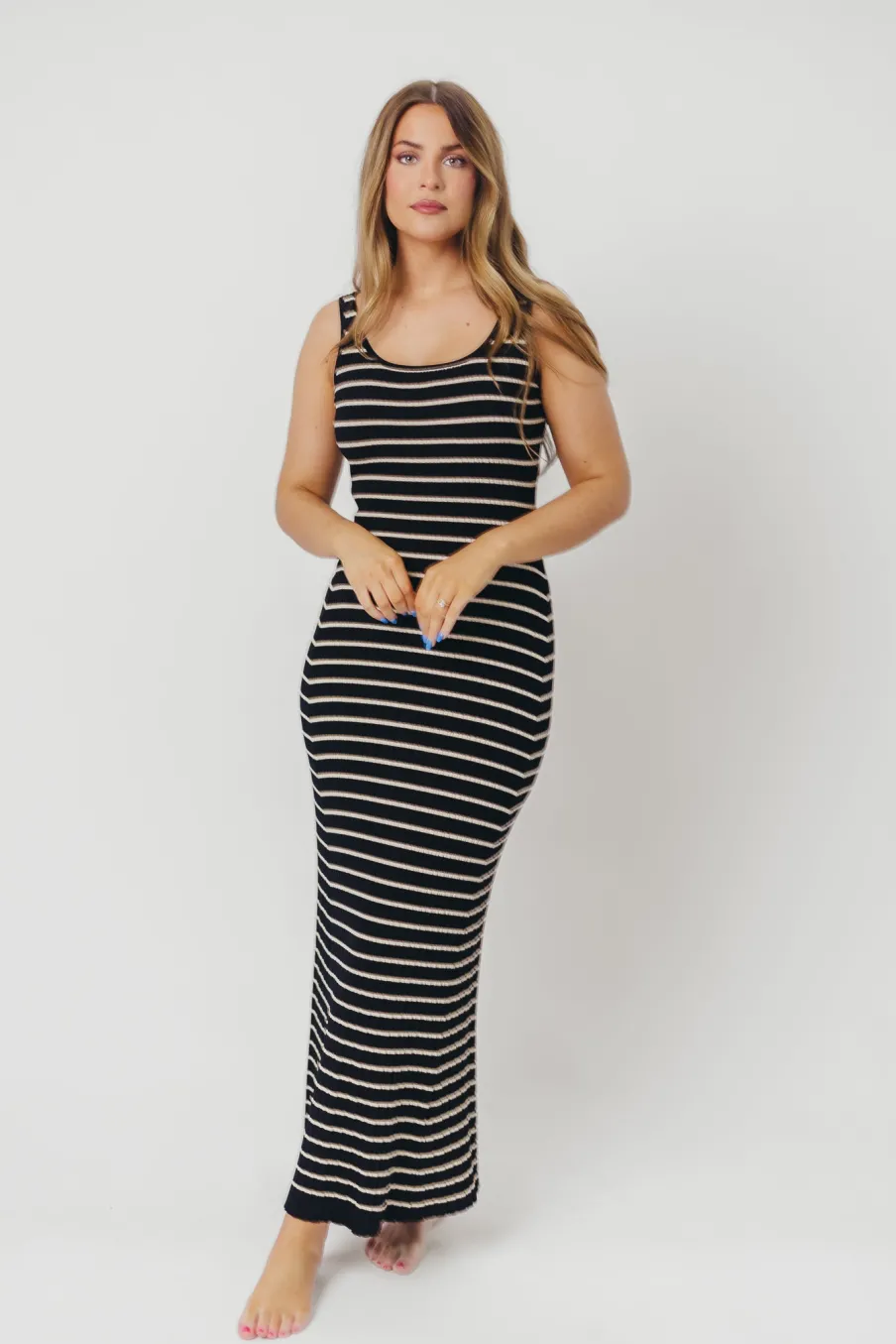 Best Worth Collective Scarlett Tank Maxi Dress in Black/Cream