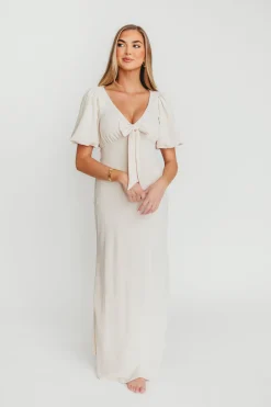 Fashion Worth Collective Selena Bow Front Maxi Dress in Ivory