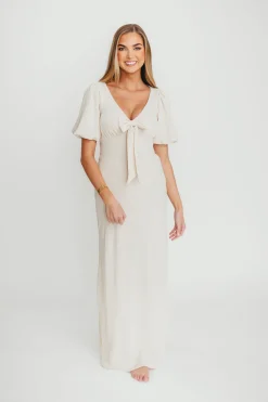 Fashion Worth Collective Selena Bow Front Maxi Dress in Ivory
