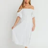 Online Worth Collective Serenity Off-The-Shoulder Midi Dress in Ivory