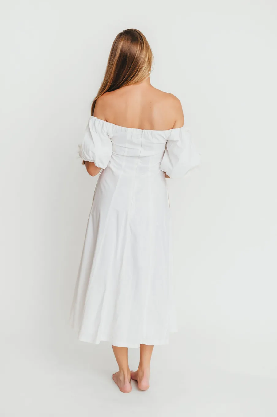 Online Worth Collective Serenity Off-The-Shoulder Midi Dress in Ivory