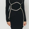 Clearance Worth Collective Shana Bodycon Midi Dress with Piping Trim in Black