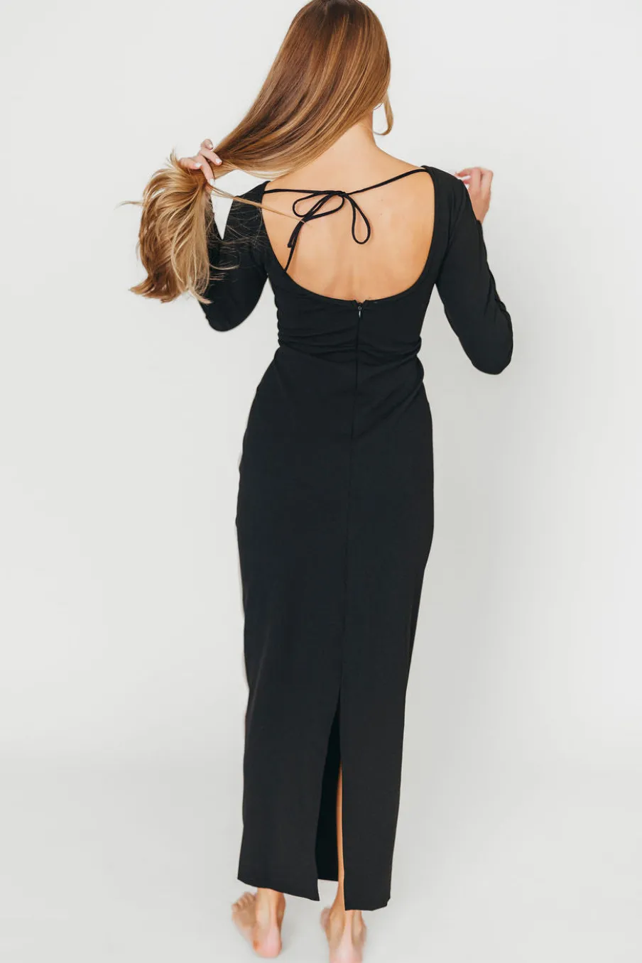 Clearance Worth Collective Shana Bodycon Midi Dress with Piping Trim in Black
