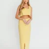 Outlet Worth Collective Sierra Linen Crop Top and Skirt Set in Light Yellow