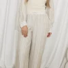 Best Worth Collective Sloane Striped Button-Down Shirt and Pants Set in Natural - Nursing Fr