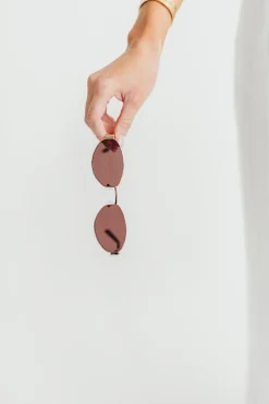 Online Worth Collective Soho Womens Oval Sunglasses in Gold/Brown