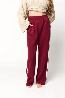 Outlet Worth Collective Sue Wide Leg Track Pants in Burgundy