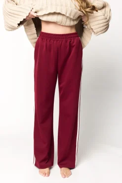 Outlet Worth Collective Sue Wide Leg Track Pants in Burgundy