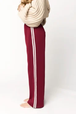 Outlet Worth Collective Sue Wide Leg Track Pants in Burgundy