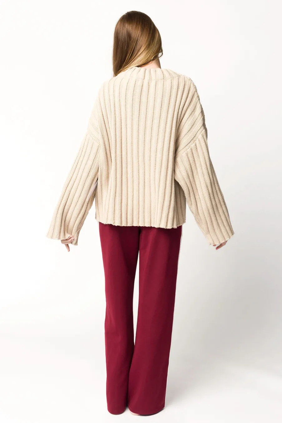 Outlet Worth Collective Sue Wide Leg Track Pants in Burgundy