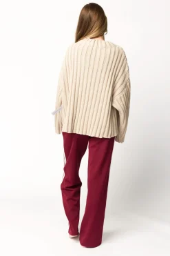 Outlet Worth Collective Sue Wide Leg Track Pants in Burgundy