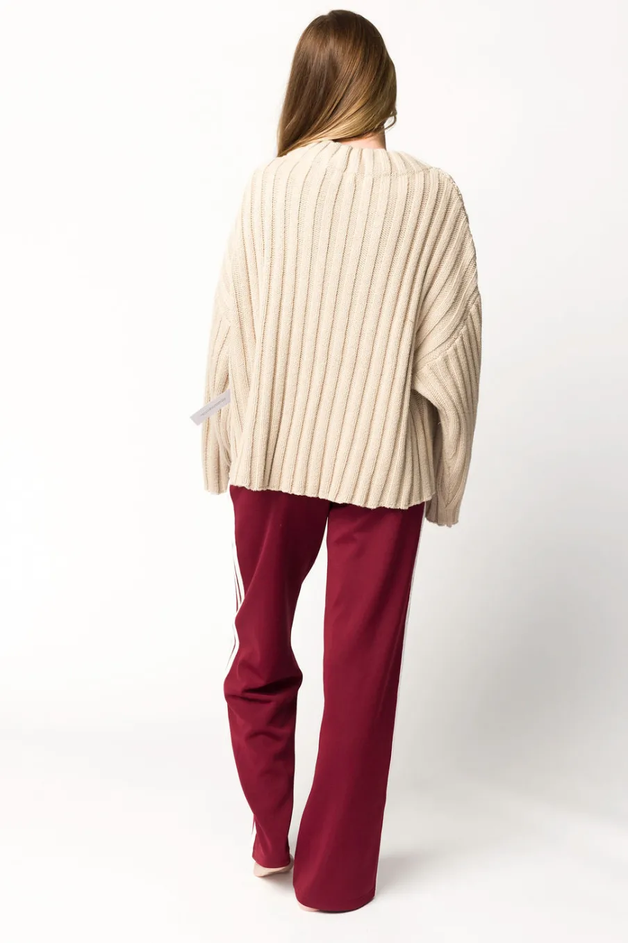 Outlet Worth Collective Sue Wide Leg Track Pants in Burgundy