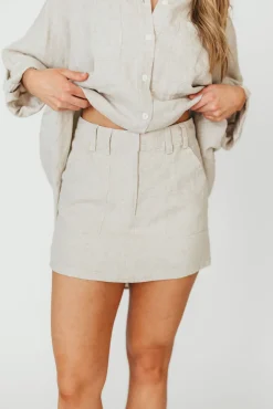 Online Worth Collective Suki Linen Skort in Linen